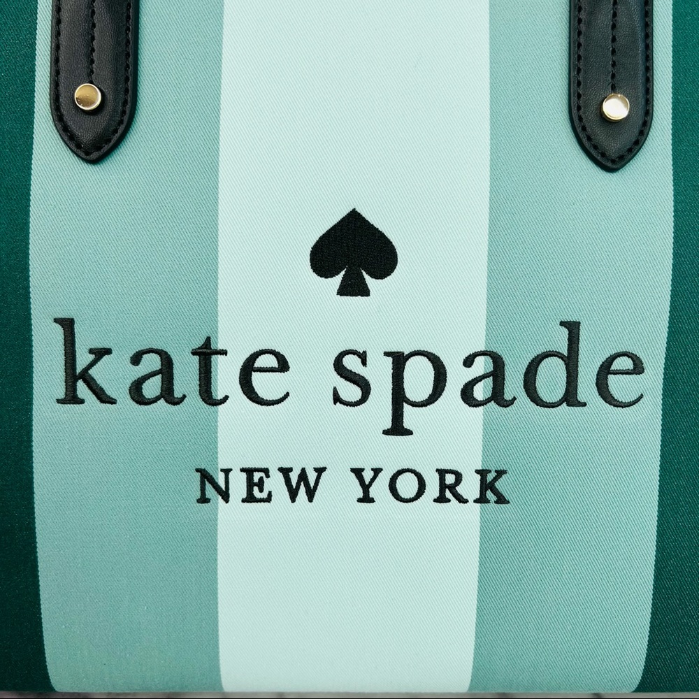 ❗️Sold❗️Kate Spade Plaid Green Stripe Ella Tote - Picture 3 of 9